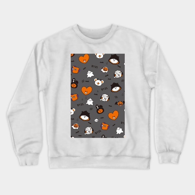 BT21 Halloween Pattern - Orange version Crewneck Sweatshirt by ZeroKara